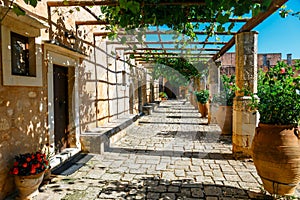 The courtyard of Arkadi Monastery on Crete
