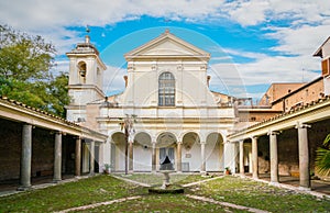 Courtyard of the Basilica of San Clemente al Laterano in Rome, Italy.