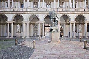 Courtyard of Brera Academy in Milan, Italy