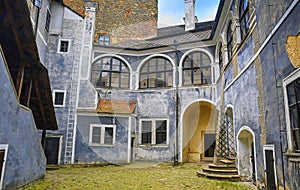Courtyard on Buchlov castle. Region South Moravia,Czech Republic