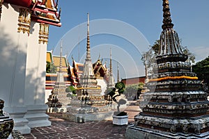 Courtyard of a Buddhist monastery in the afternoon. Religious buildings of southeast asia