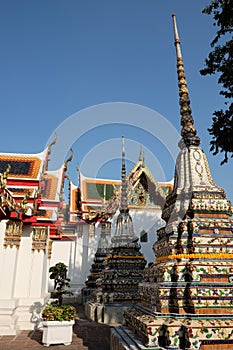Courtyard of a Buddhist monastery in the afternoon. Religious buildings of southeast asia