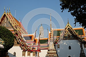 Courtyard of a Buddhist monastery in the afternoon. Religious buildings of southeast asia