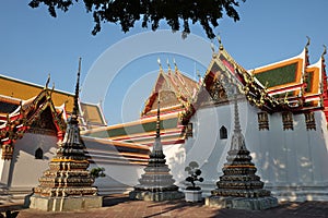 Courtyard of a Buddhist monastery in the afternoon. Religious buildings of southeast asia