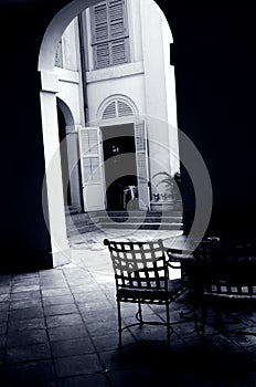 Courtyard Cafe under an arch