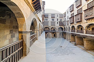 Courtyard of Caravanserai of Bazaraa, with arab oriel window, Cairo, Egypt photo