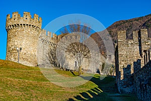 Courtyard of Castello di Montebello in Bellinzona, Switzerland photo