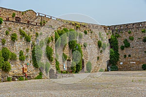 Courtyard of the Castello di San Giusto castle in Italian town T