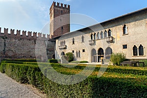 Courtyard of Castelvecchio is castle. Verona. Italy