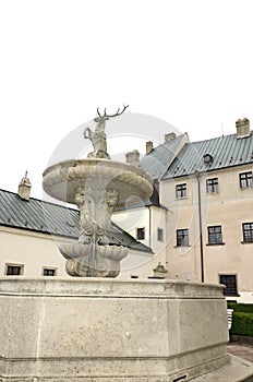 The courtyard of castle Cerveny Kamen in Slovakia