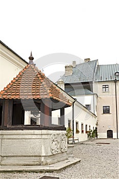 The courtyard of castle Cerveny Kamen in Slovakia