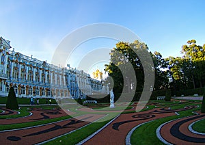 The courtyard of the Catherine Palace in Tsarskoe Selo , Russia