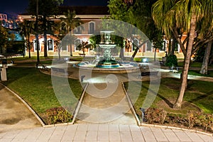 Courtyard with the central source of the house â€œColonâ€ in Huelva