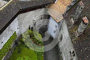 Courtyard of The Chillon Castle ,Montreux, Switzerland.