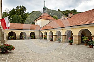 Courtyard of Church in Kalwaria Zebrzydowska. photo