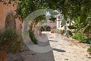 Courtyard and cloister in monastery Arkadi