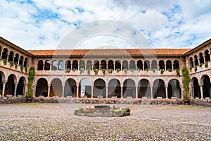 Courtyard of Convenat of Santo Domingo in Koricancha Complex in Cusco