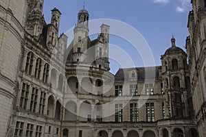 Courtyard corner view Chateau de Chambord, Chambord France