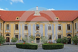 A courtyard at Durnstein Abbey