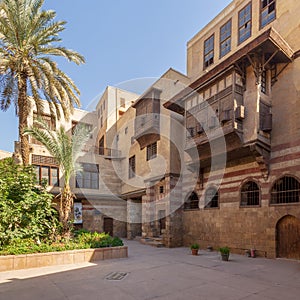 Courtyard of El Razzaz Mamluk era historic house, Darb Al-Ahmar district, Old Cairo, Egypt photo