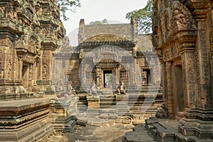 Courtyard in exterior of Banteay Srei, Siem Reap, Cambodia