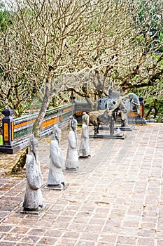 Courtyard flanked with statues, Tu Duc Tomb, Hue, Vietnam