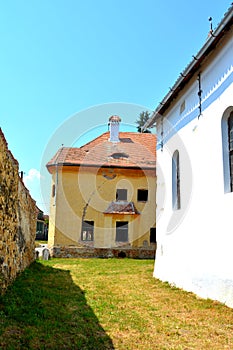 Courtyard. Fortified medieval saxon evangelic church in Veseud, Zied