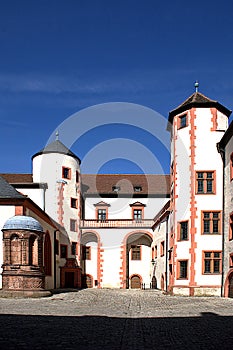 The courtyard of the fortress Marienberg in Wuerzburg / Germany / Bavaria / Franconia