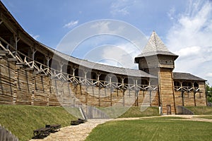 Courtyard with a fortress wall