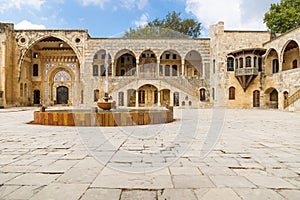 Courtyard with fountain at Emir Bachir Chahabi Palace Beit ed-Dine in mount Lebanon Middle east, Lebanon