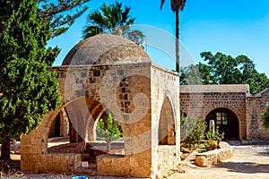 Courtyard and garden at Ayia Napa monastery. Cyprus