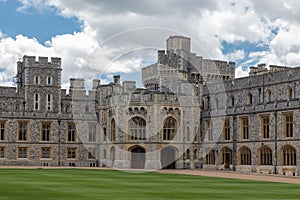 Courtyard garden and buildings Windsor Castle near London, England