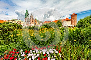 Courtyard garden in Wawel Royal Castle in Cracow, Poland