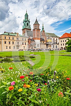 Courtyard garden in Wawel Royal Castle in Cracow, Poland