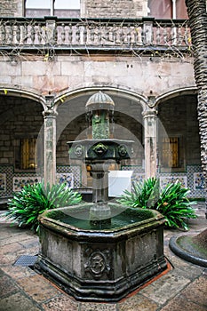 Courtyard of a gothic building in Barcelona