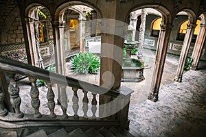 Courtyard of a gothic building in Barcelona