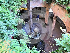 Courtyard of a gothic building in Barcelona.