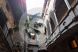 Courtyard in Gothic Quarter of Barcelona