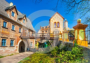 Courtyard of Grodno Castle in Lower Silesia