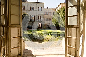 Courtyard historic palace in italy photo