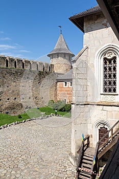 The courtyard of the historical Khotyn Fortress. Ukraine