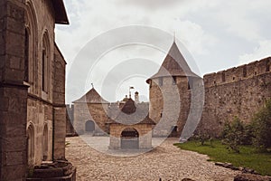 The courtyard of the historical Khotyn Fortress. Ukraine