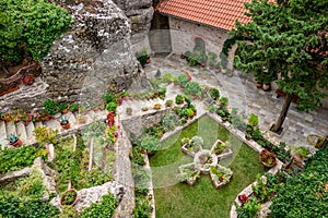 Courtyard of the Holy Monastery of Rousanou in Greece