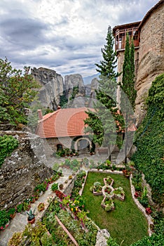 Courtyard of the Holy Monastery of Rousanou in Greece