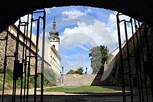 Courtyard with house and tower