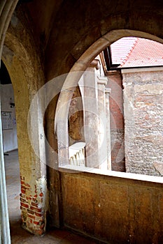 Courtyard in Hunedoara Castle, called Corvin Castle in Transilvania