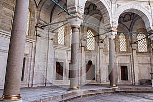 The courtyard of Istanbul`s historic Ottoman Nuruosmaniye  Mosque in Istanbul. Turkey photo