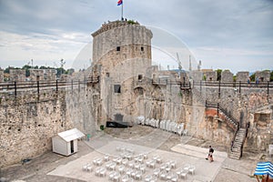 Courtyard of Kamerlengo castle in Trogir, Croatia