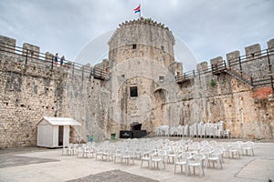 Courtyard of Kamerlengo castle in Trogir, Croatia
