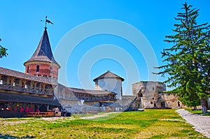 In courtyard of Kamianets-Podilskyi Castle, Ukraine